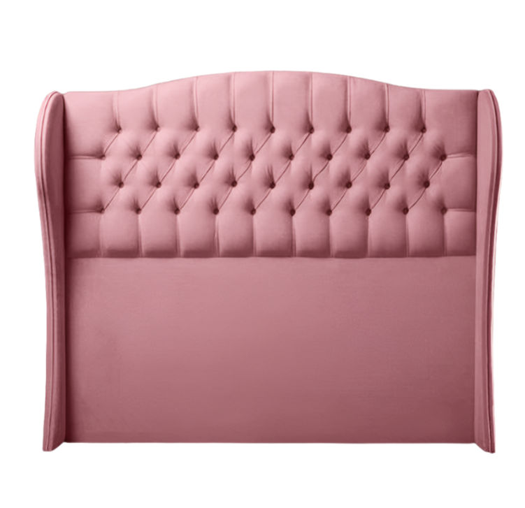 Codie Buttoned Winged Headboard Double -Pink