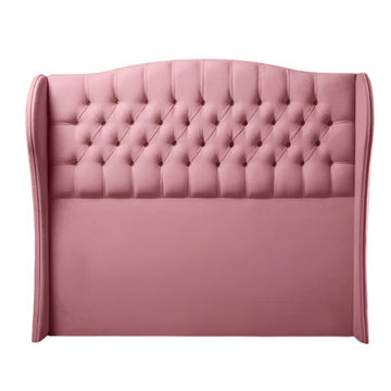 Codie Buttoned Winged Headboard Double -Pink
