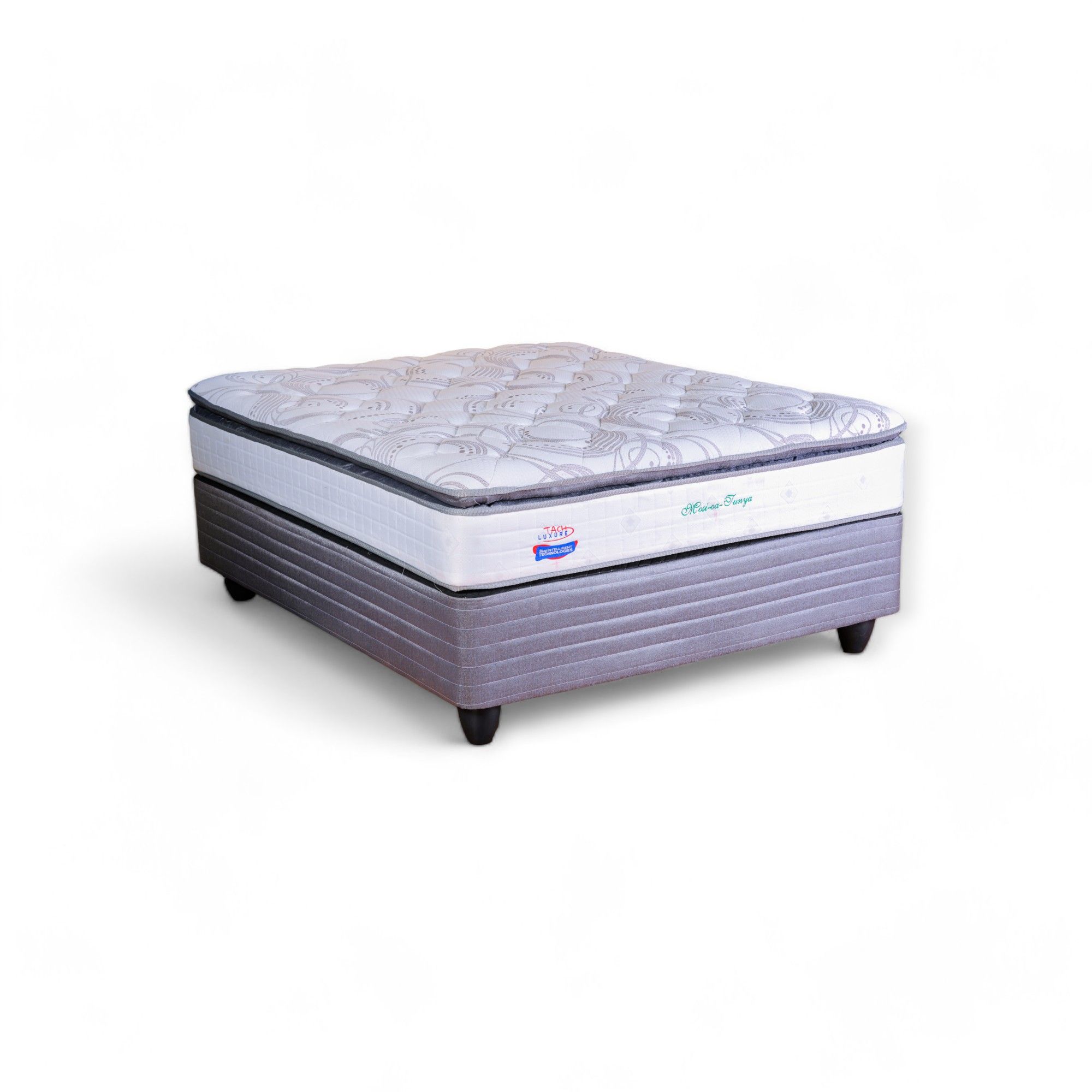 Mosi ou Tunya Pillow Top - King Bed -White & Grey