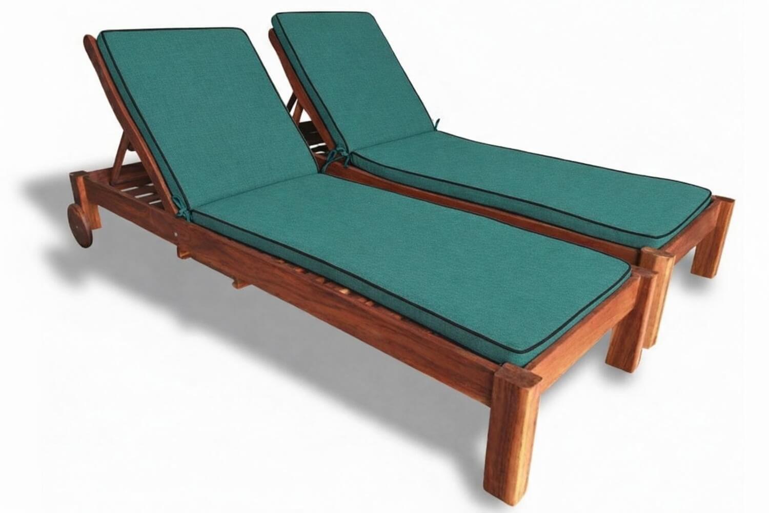 Zambezi Teak Sun Lounger Set 2-Piece (Universal Green Cushions)