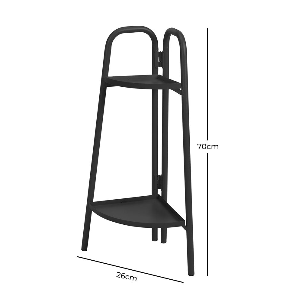 Corner Rack Flower Stand with 2 Shelves - Steel Design