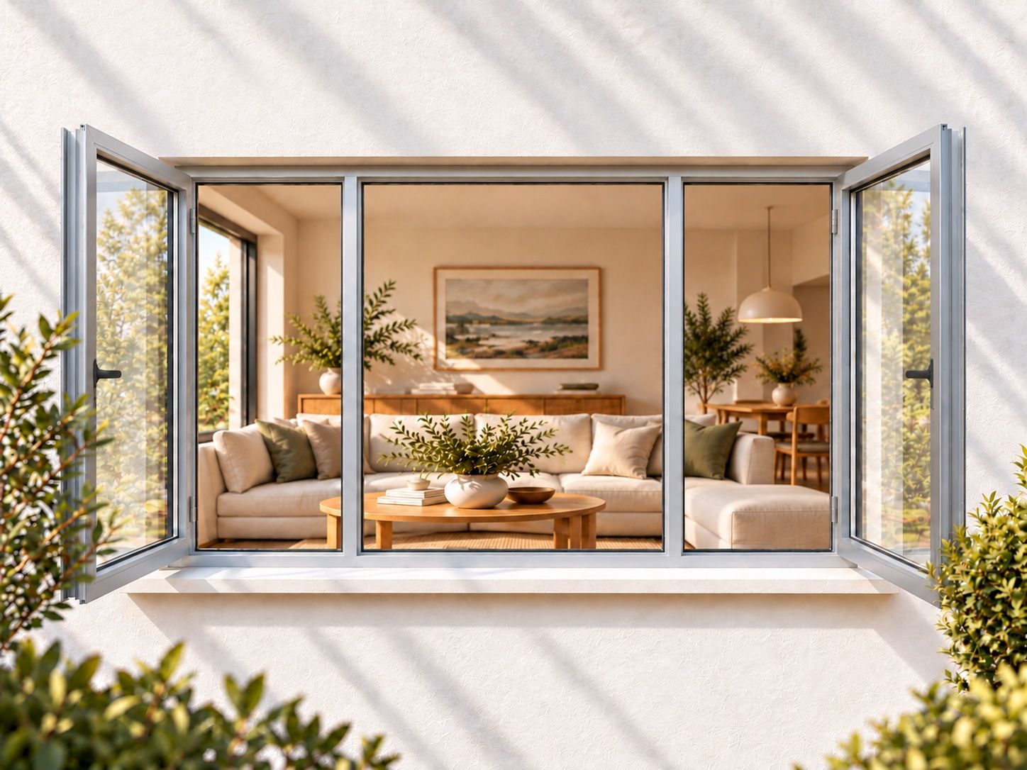 Kenzo Premium Side-Hung Aluminium Window - Silver, 2400 900 mm, Double Side Opener