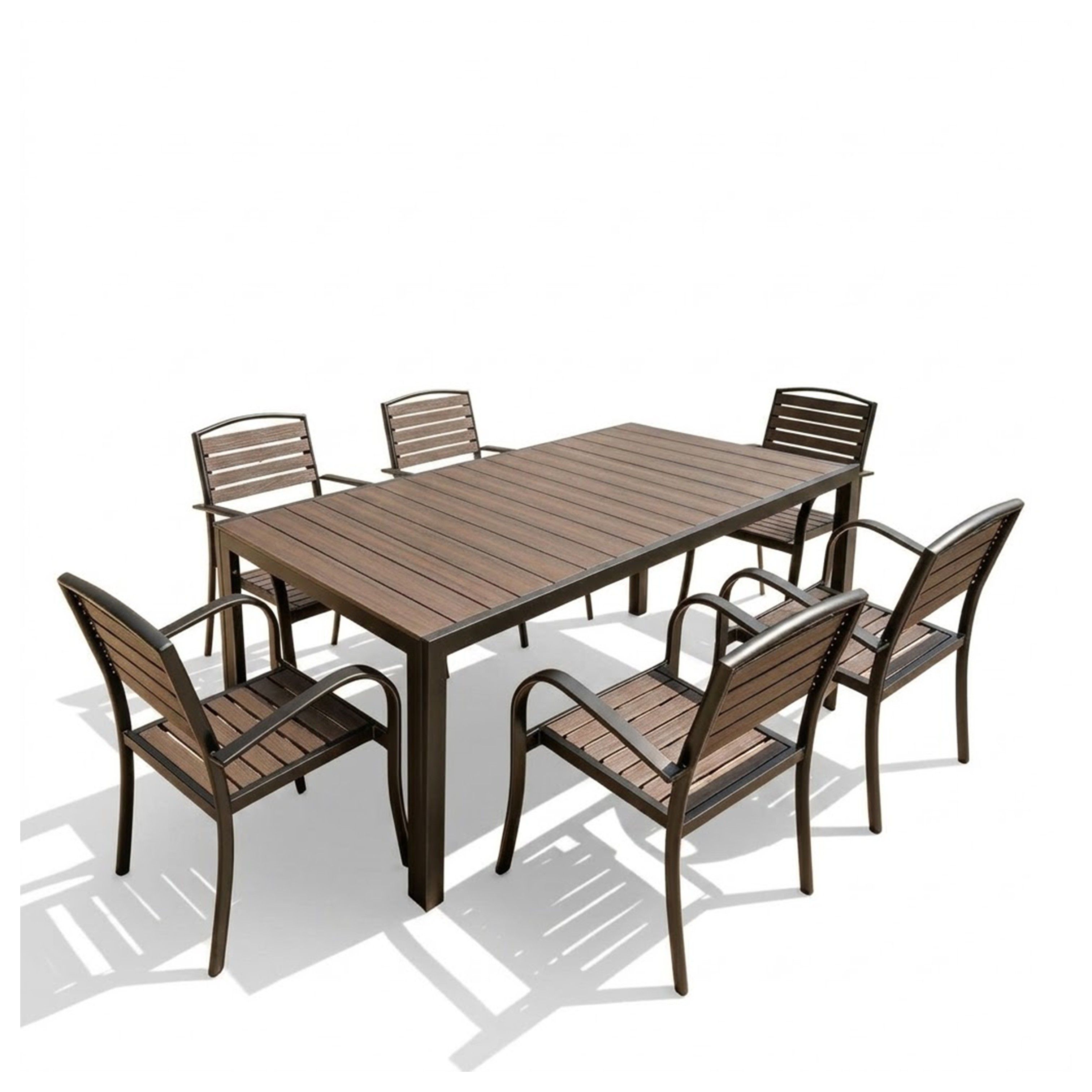 Madiega Furniture - 7-Piece Modern Polywood Outdoor Dining Set with Aluminum Frame
