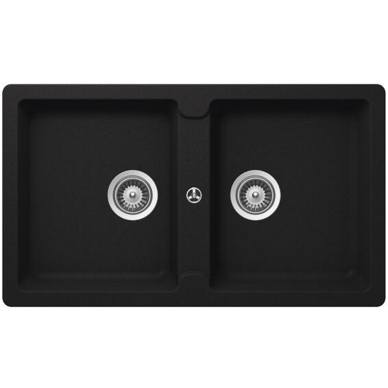 Frasa Kitchen Sink Enigma Double Bowl Quartz Resin Composite Black L86Cm X W50Cm