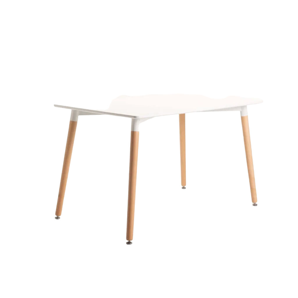 Vividitto -Benzie Wooden Leg Dining Table - White - 120 x 80 cm (4-6 Seater)