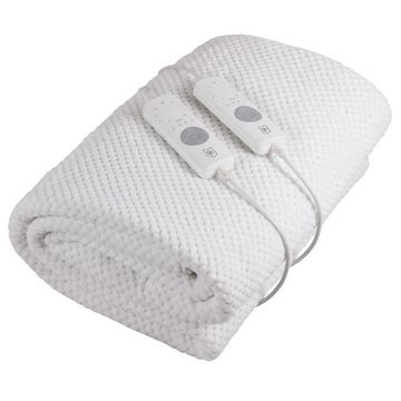 PURE PLEASURE Double Coral Fleece Fitted Electric Blanket W/ Skirt 137x188 Dual 8 Heat Setting Controllers with Timer 24 Month Warranty