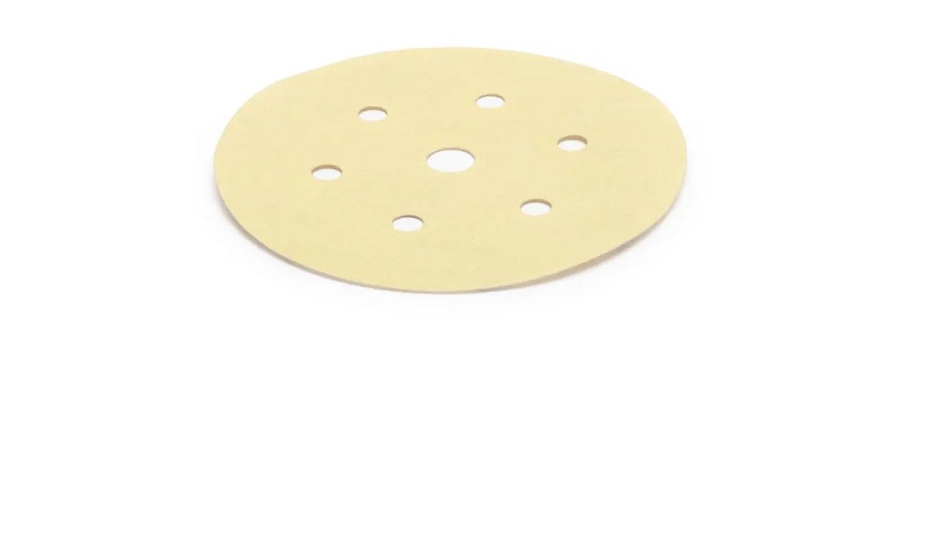 Gold Sanding Disc, Grip, 61 Holes, 150mm, P80 (4 pack) BY WOODLY