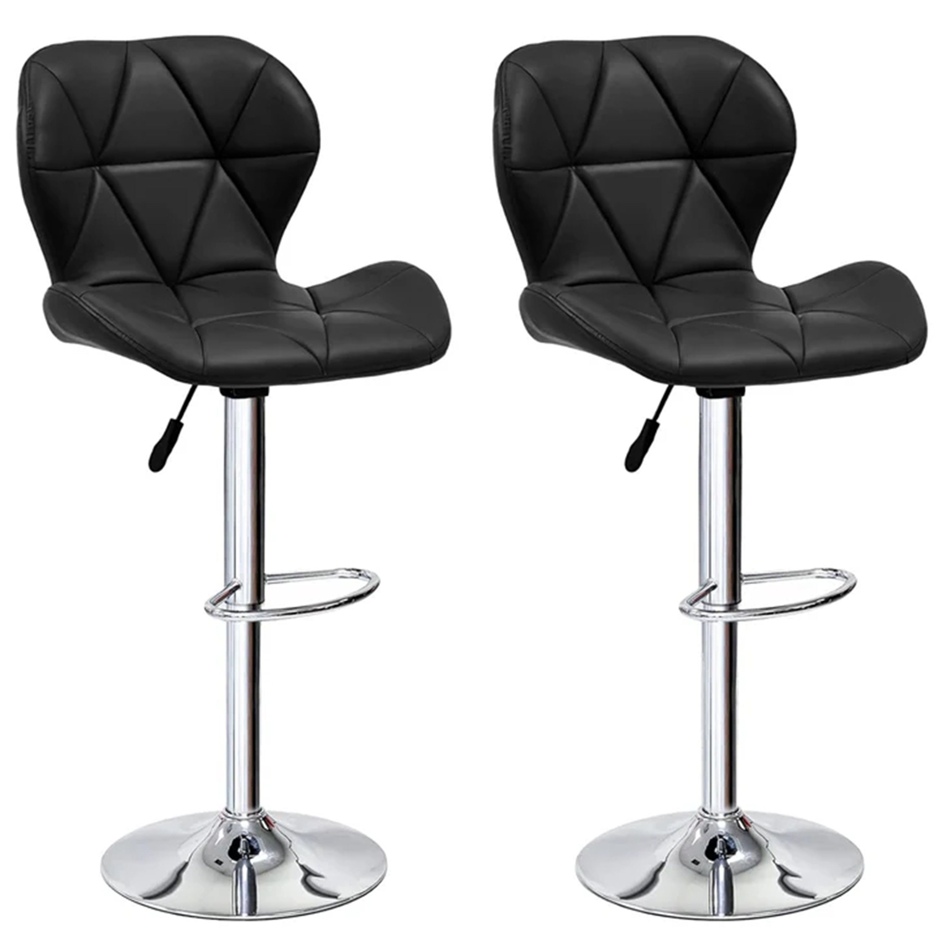 Madiega Furniture - 2 Black Diamond‑Quilted Swivel Bar Stools