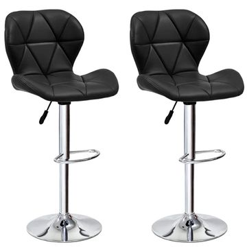 Madiega Furniture - 2 Black Diamond‑Quilted Swivel Bar Stools