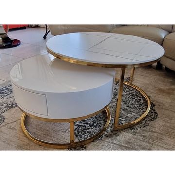 Marble top nesting coffee table with a drawer