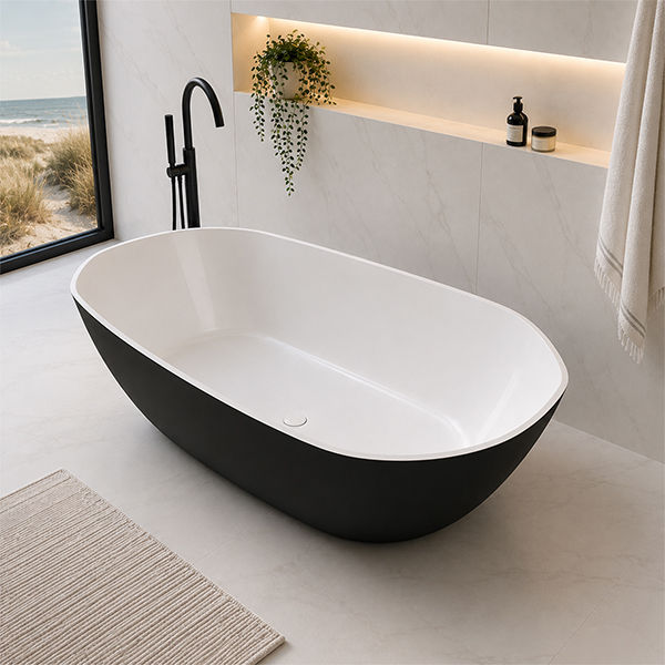 Octavo Polished White / Midnight Quartz Freestanding Bath