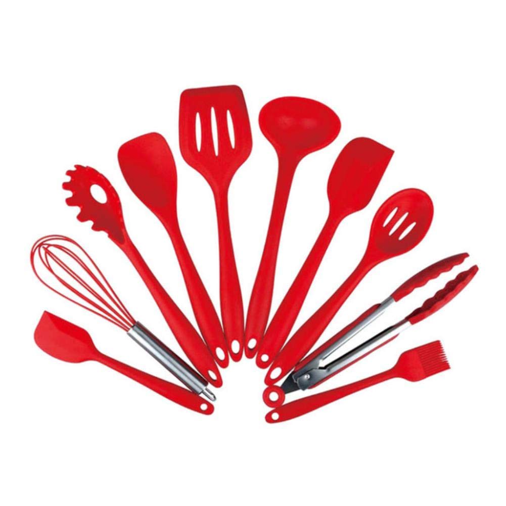 Kitchen Utensils 10 Piece Silicone Red - Kitchen Utensils