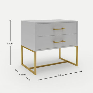 Bedside Pedestal Lilo Satin Light Grey - Gold Frame
