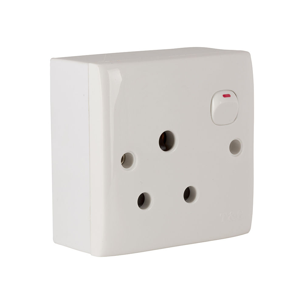 Eurolux - Switch Socket - Single - White - Plastic - 15A