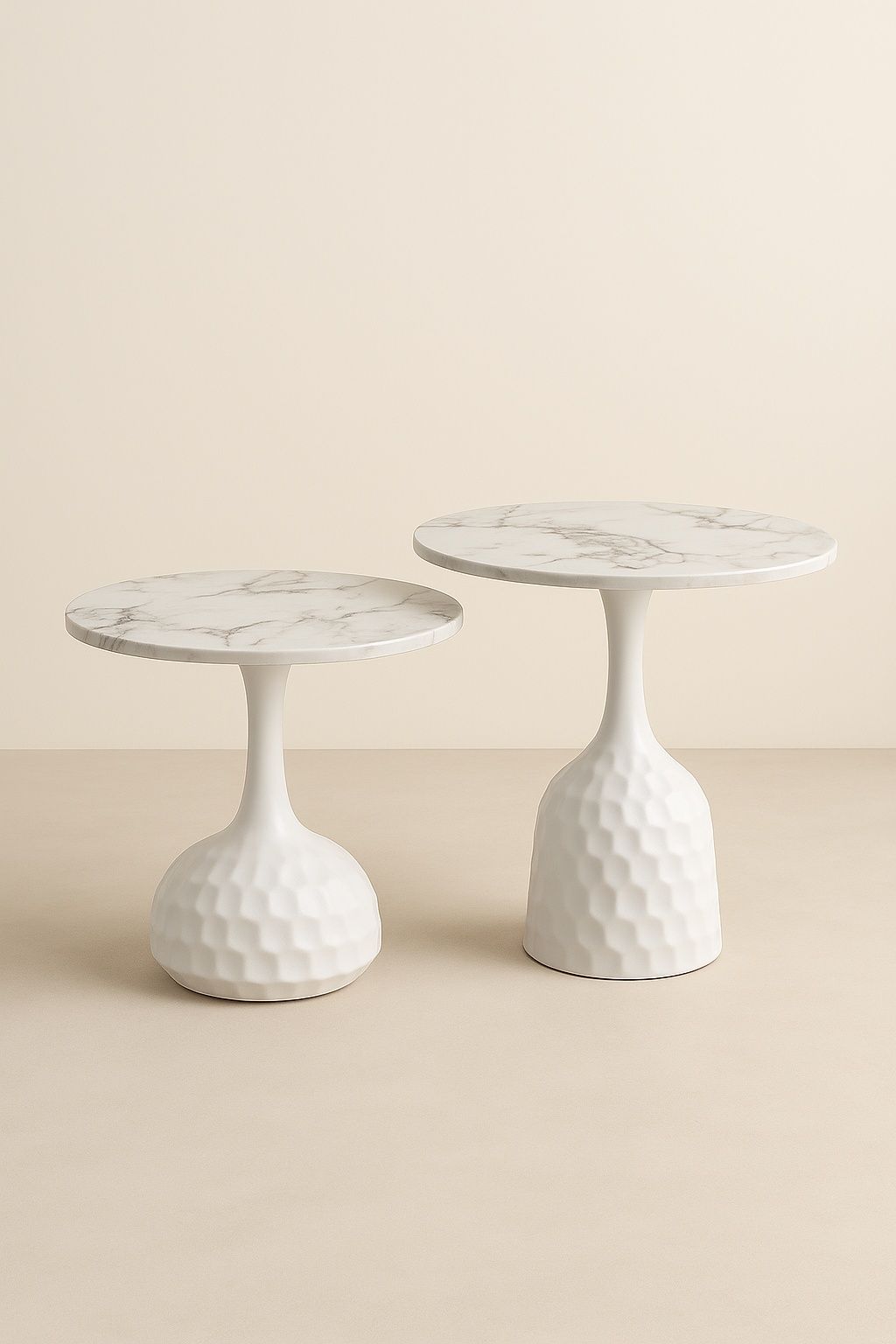 IG Furn -Sculpted Elegance Marble-Top Coffee Tables – Set of 2