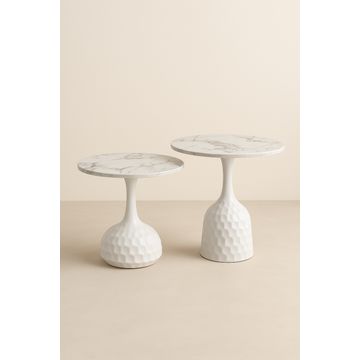 IG Furn -Sculpted Elegance Marble-Top Coffee Tables – Set of 2