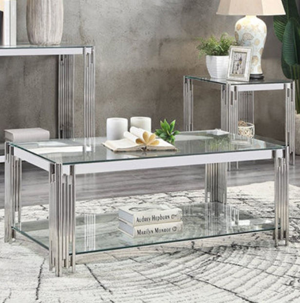 Royal Rectangle Coffee Table -Silver/Clear
