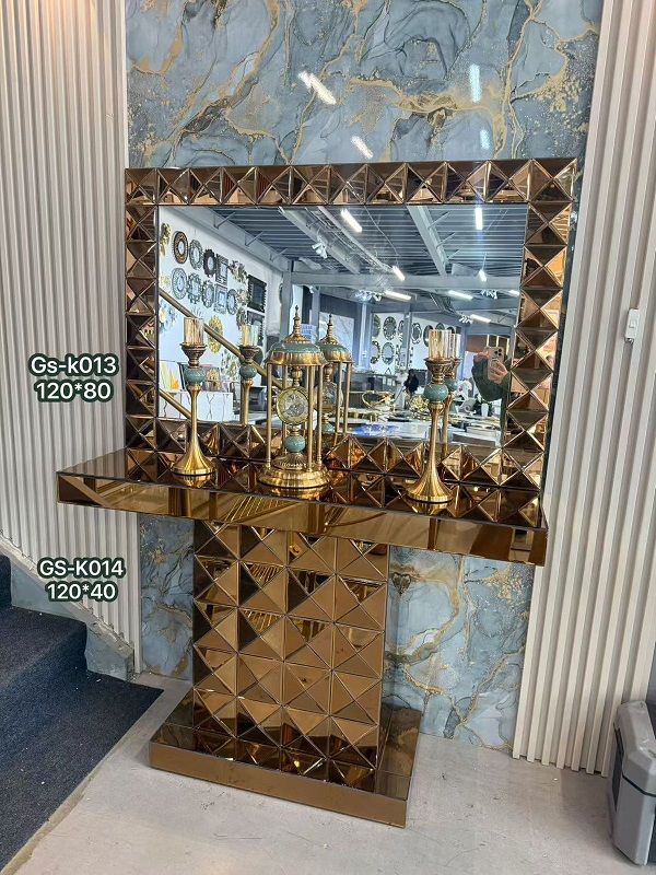 Prestige Home - Ziny Console Table and Mirror Set (Rose Gold)