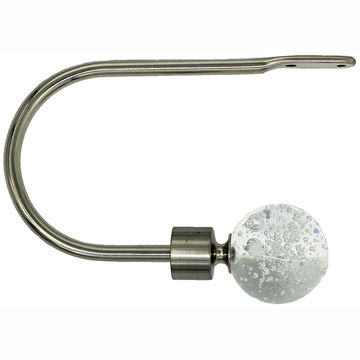 Matoc Designs Curved Curtain Tieback Arm with Bubble Glass Finial - Silver (Pack of 2)