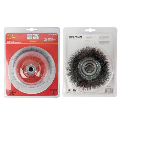 Tork Craft - Wire Cup Brush Crimped Plain 125mmxm14 Blister - 2 Pack