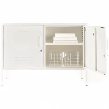 Steel Swing Door TV Stand Locker Lowdown Storage Cabinet Cupboard - White
