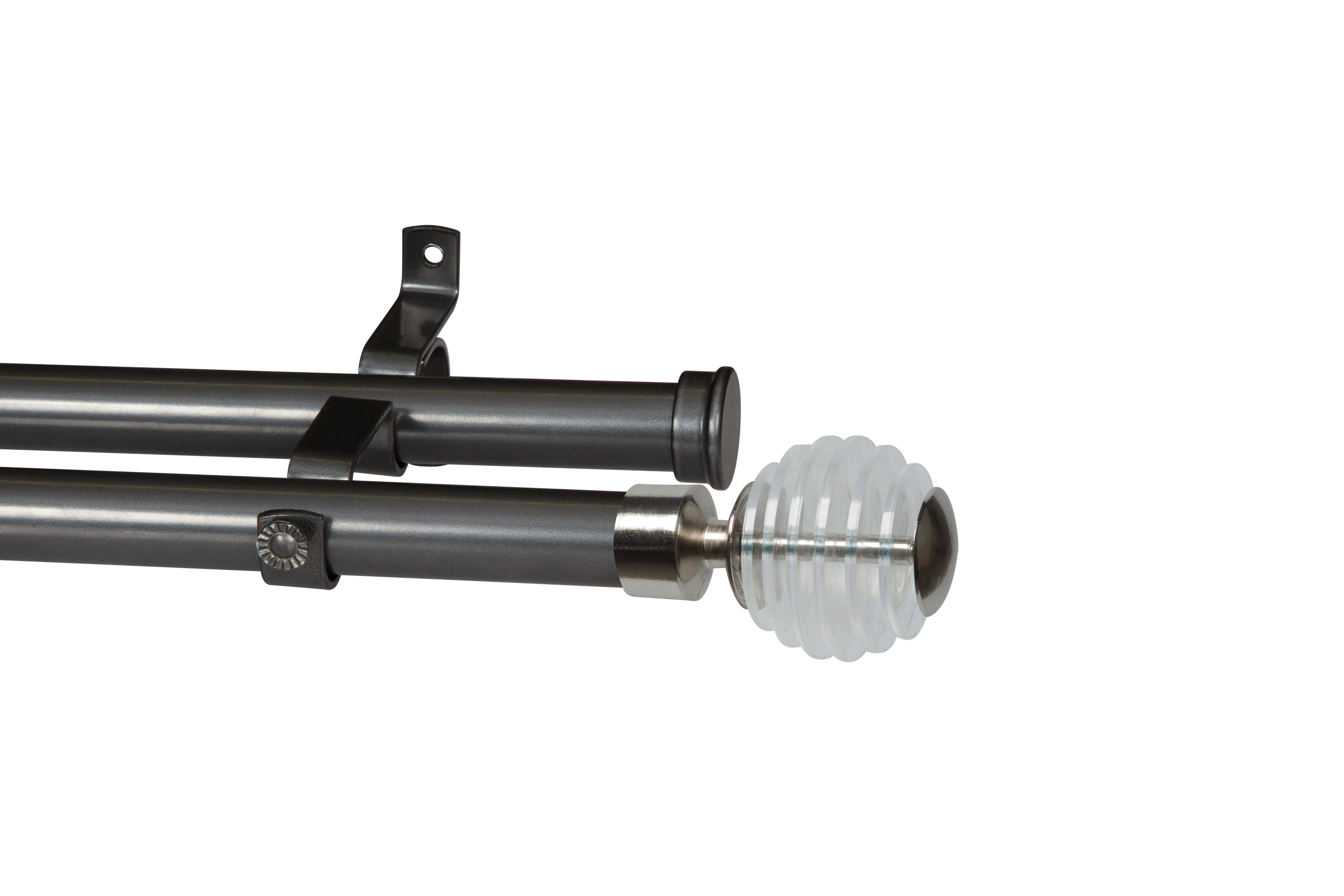 28MM DOUBLE POLE SET-STACKED BALL-GUN METAL-3M
