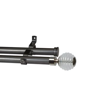 28MM DOUBLE POLE SET-STACKED BALL-GUN METAL-3M