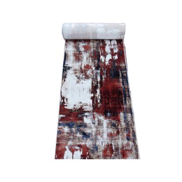 BK Carpets & Rugs - Modern Abstract Style Indoor Runner - 80cm x 5m - Red - Blue - Beige