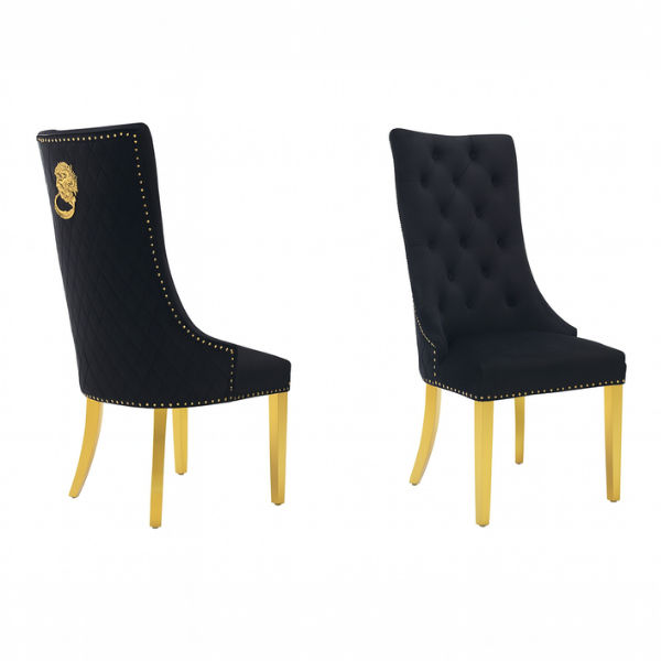 Paula High Back Dining Chairs Black/Gold