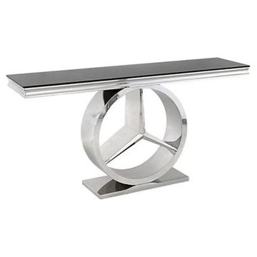 Prestige Home - Merc Console Table Silver with Black Glass Top