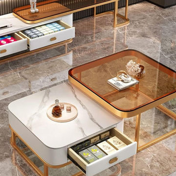 EFURN- Nadia combo lounge set white marble and glass top