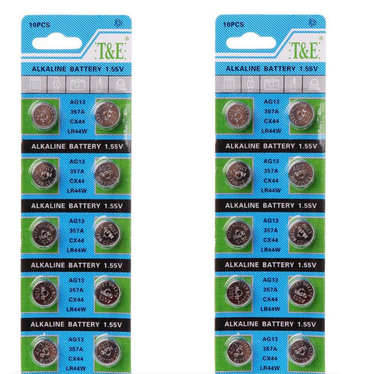 T&E AG13 | 357A | CX44 | LR44W Alkaline Batteries 1.55V 20 Pack Bundle