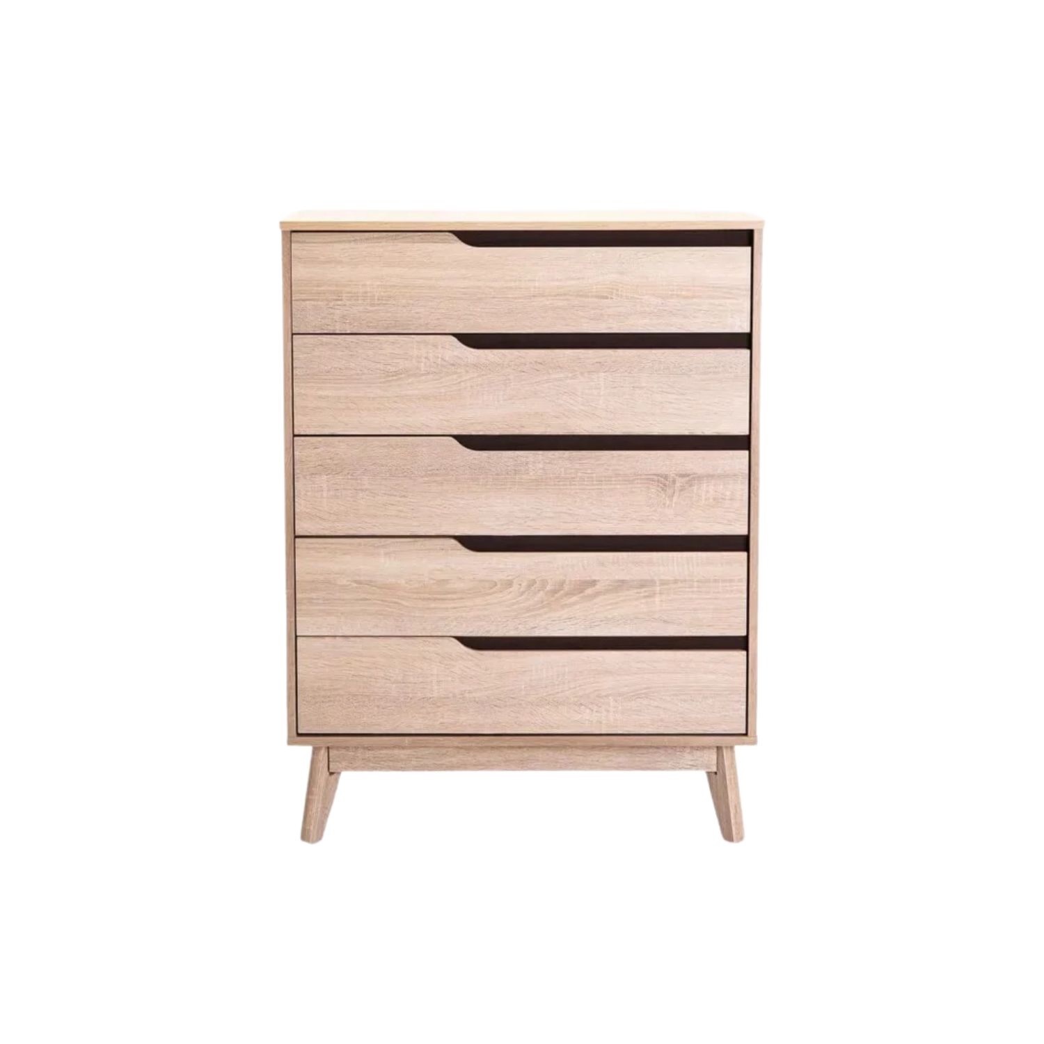 5 Drawer Chest of Drawers with Light Oak Finish