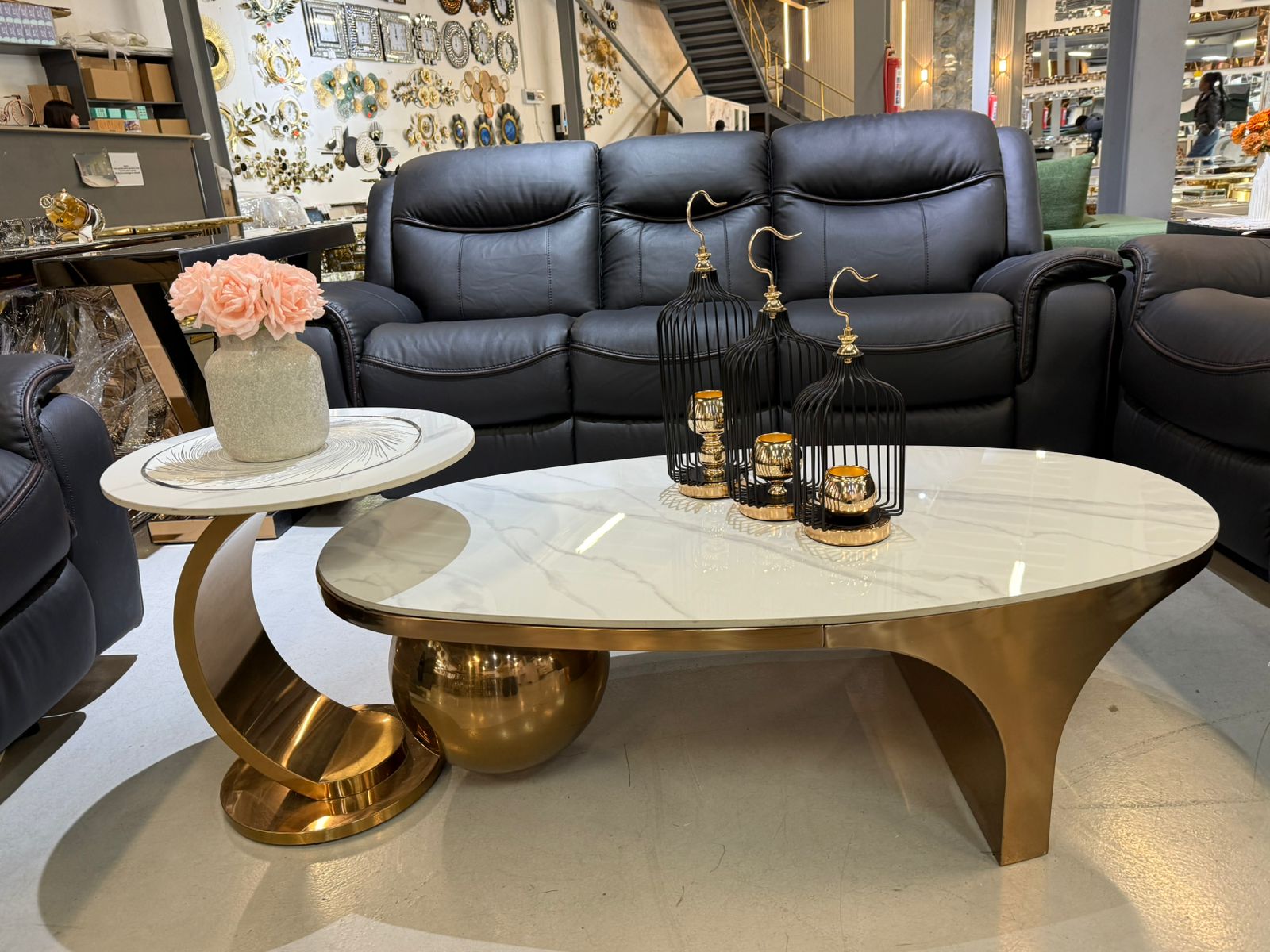 Prestige Home - Ovala Marble Top Coffee Table and Side Table set
