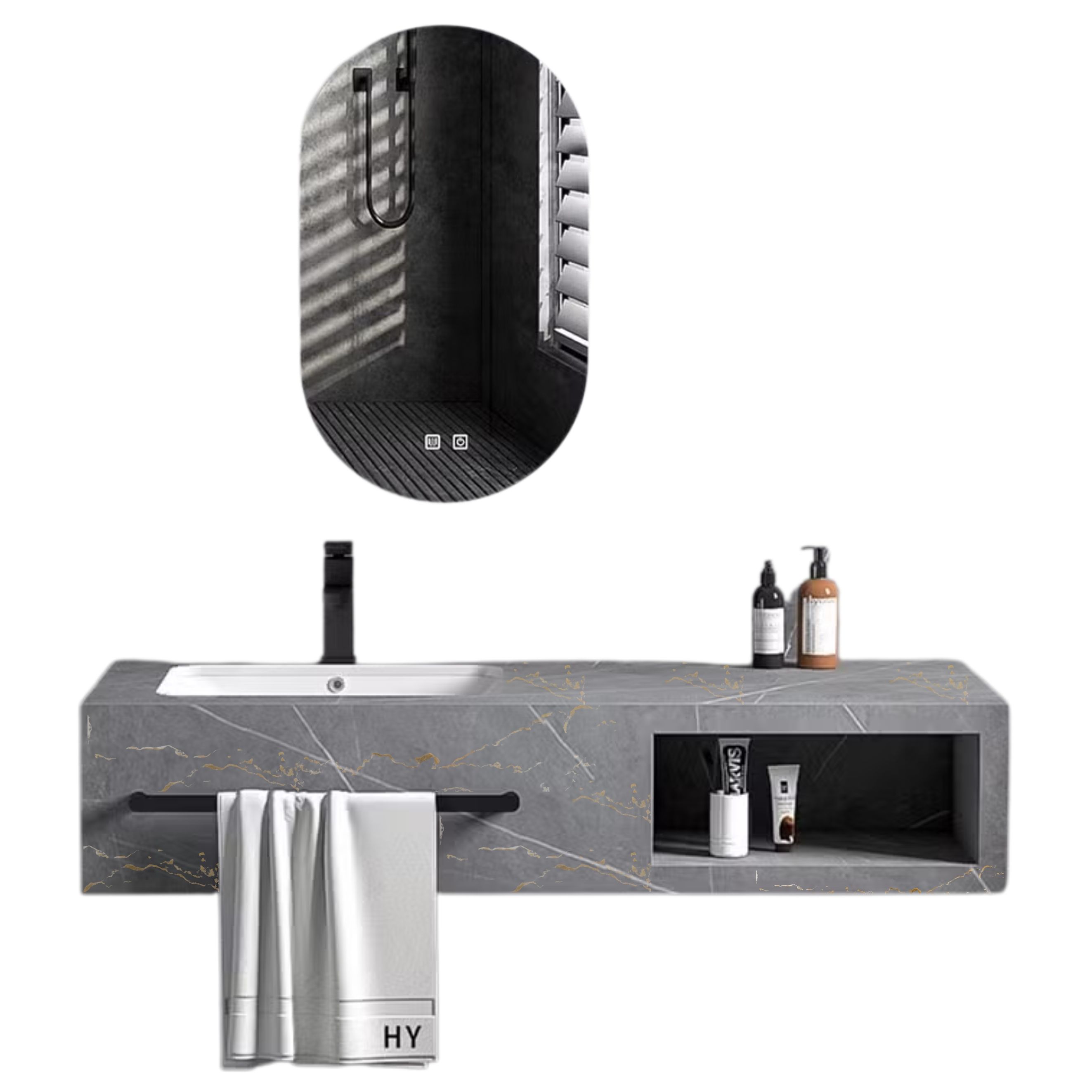 BATHROOM VANITY SET - MILAN - BOUNIWI GREY