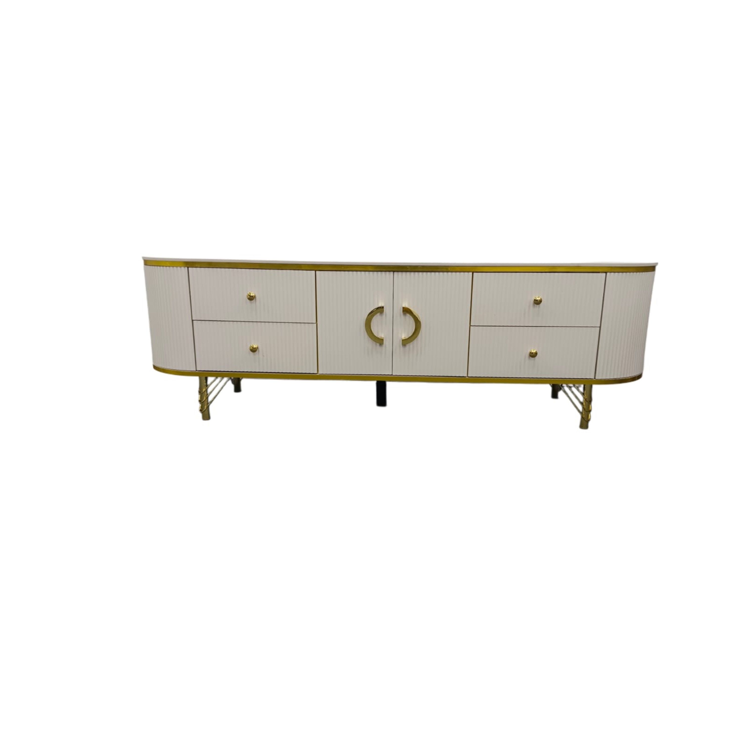 Modern TV Stand with Cabinet Storage and 4 Drawers
