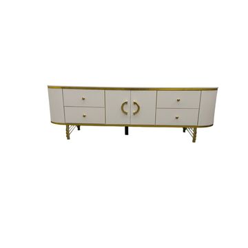Modern TV Stand with Cabinet Storage and 4 Drawers