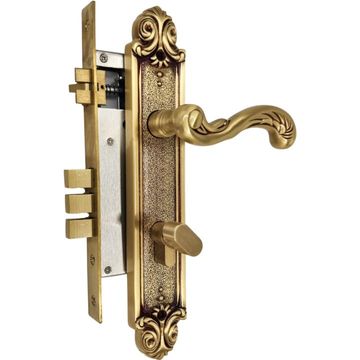 "Masada" antique door handle set on back plate - 295mm