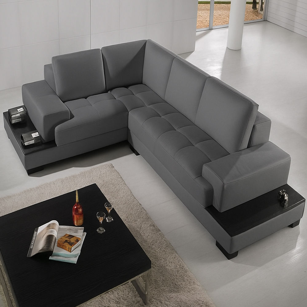 Chanel L Shape Corner Sofa -PU Grey