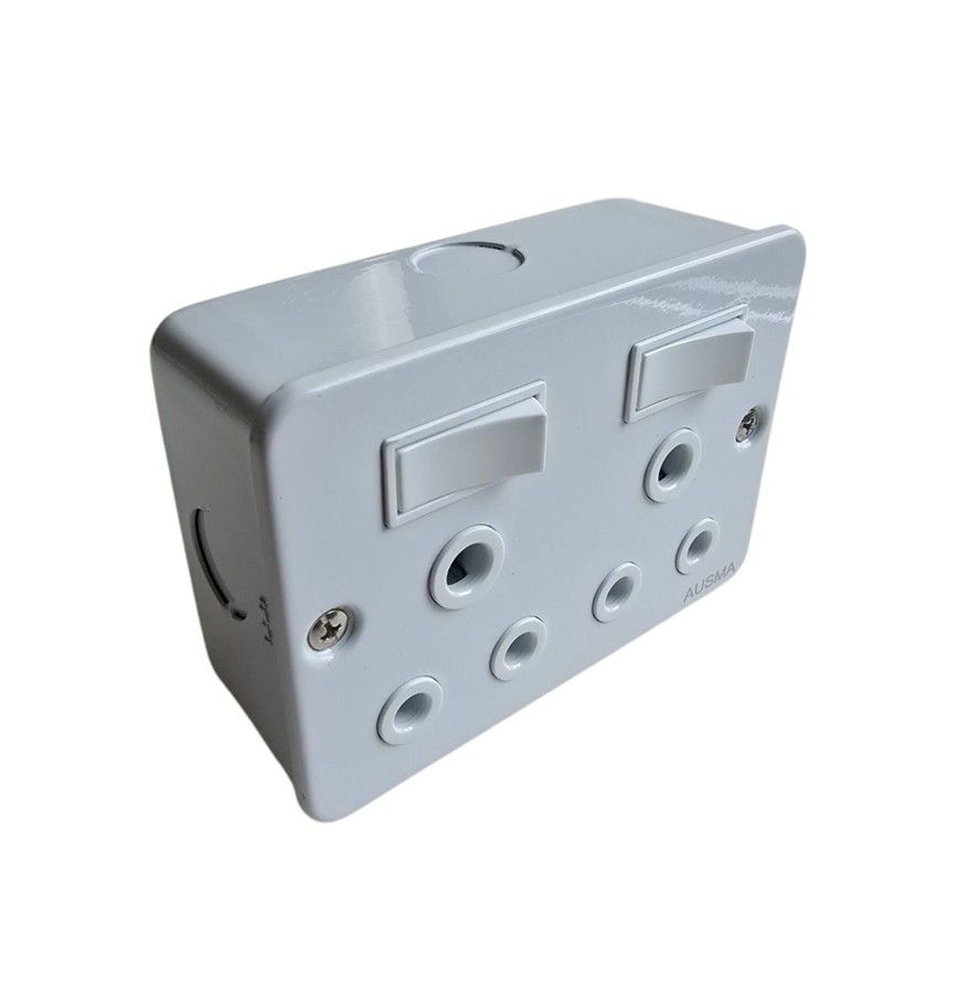 Industrial Plug Socket - Steel - Double Plug  120x85mm