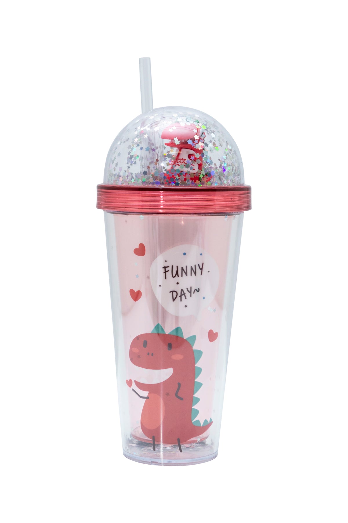 Dino Water Bottle - Sunset Pink