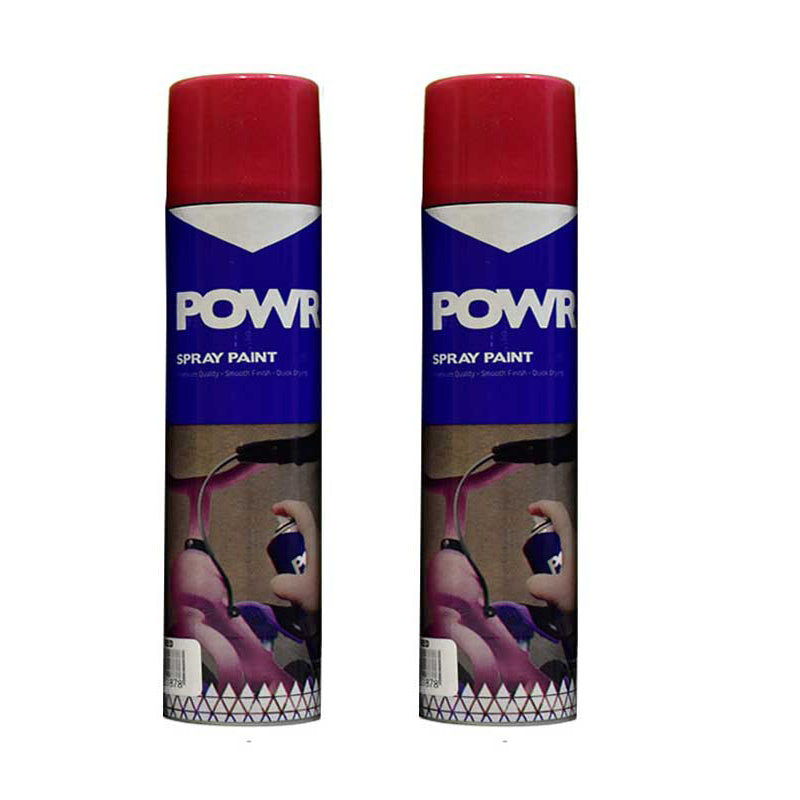 POWR Spray Paint Standard Fire Engine Red 300ml ( 2 Pack )