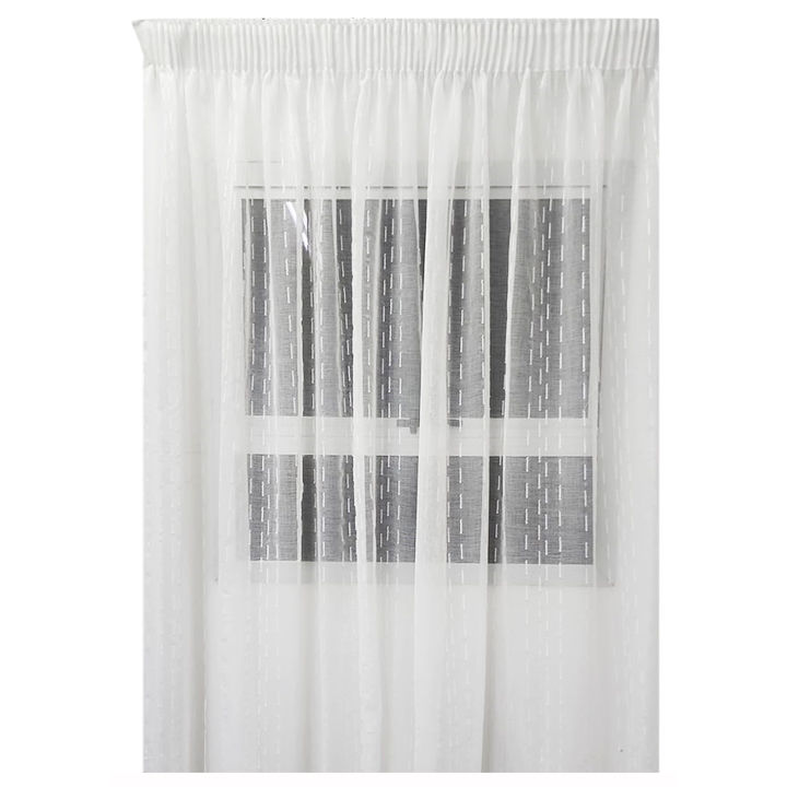 Matoc Readymade Curtain -Dash Voile -White -Taped -285cm W x 250cm H