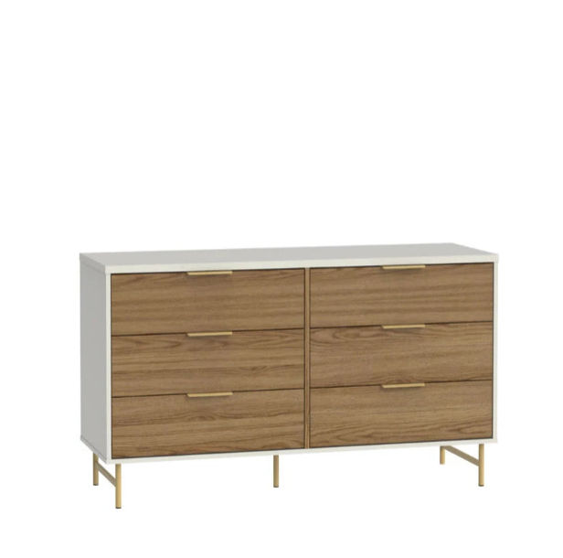 Yves 6 Drawer Dresser -White/Brown