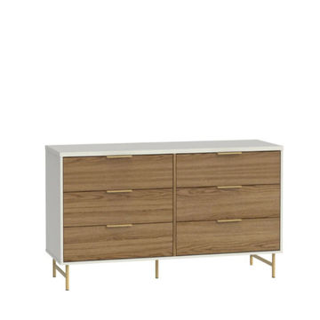 Yves 6 Drawer Dresser -White/Brown