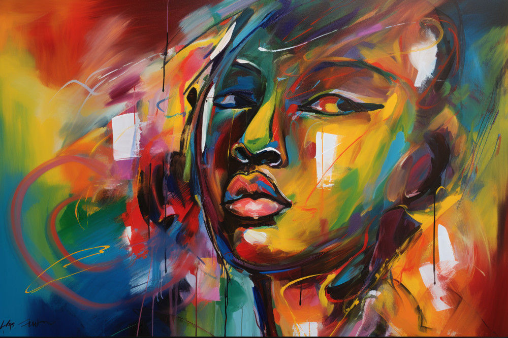 Canvas Wall Art - Beautiful African Woman Abstract - A1492 - [120 x 80 cm]
