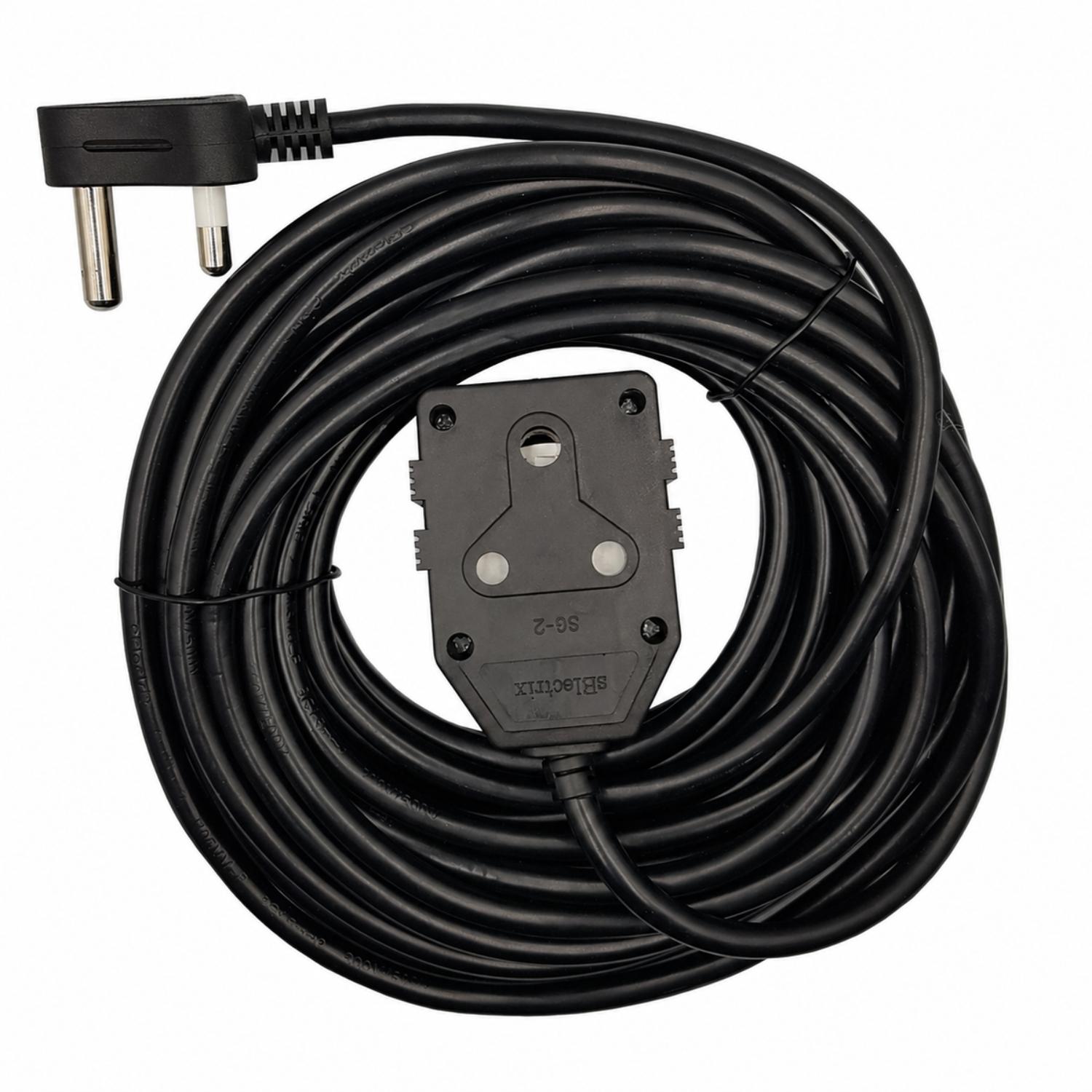 Electrosense 20m 10A Extension Cord with Double Coupler Black