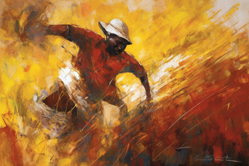 Canvas Wall Art - Man in Orange with Yellow background - A1482 - [120 x 80 cm]