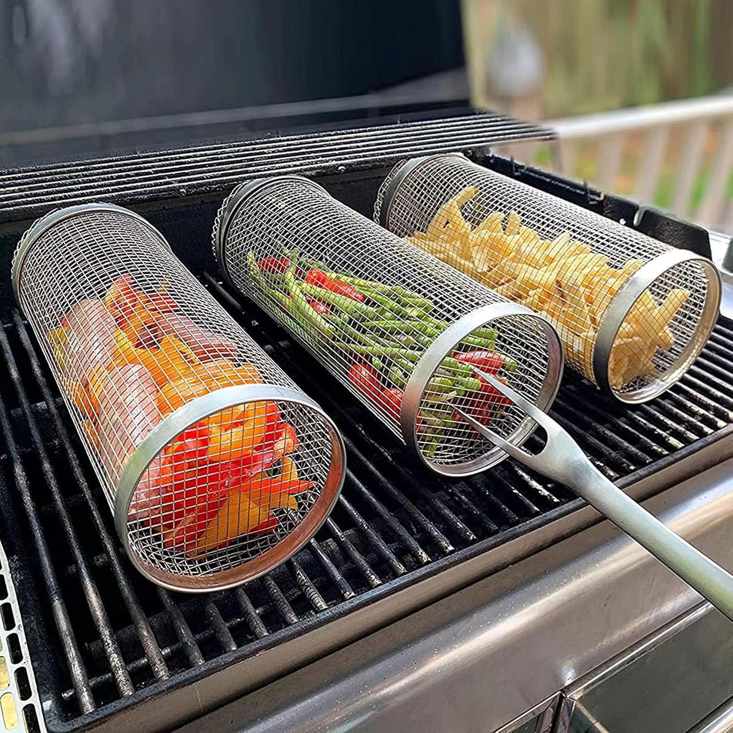 Rolling Grill Basket - Fine Living, 2pcs set