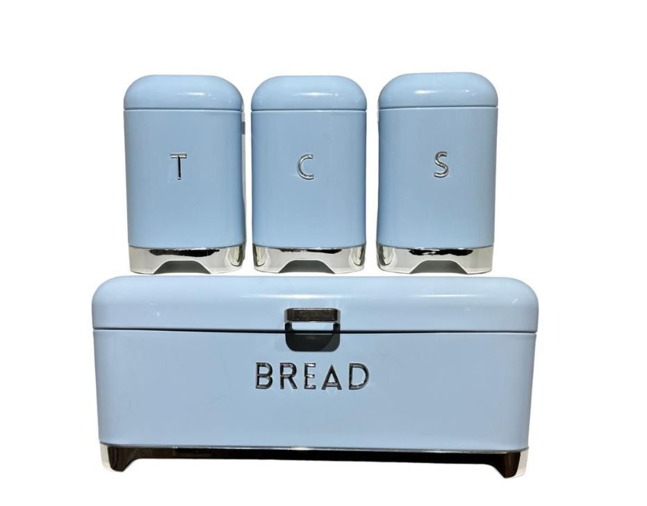 Bread Bin with 3-Piece Canister - Blue